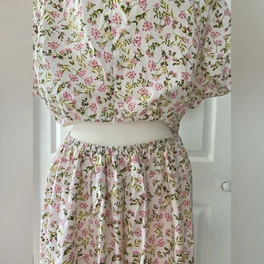 NEW J. Crew Re-Imagined White Meadow Floral Back Cut Out Midi Dress Size 12